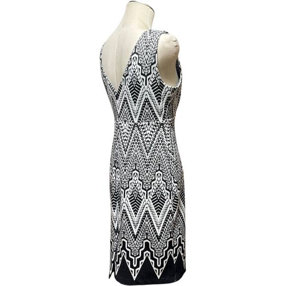 Calvin Klein Sleeveless V-Neck Sheath Dress Black White 8 - Picture 6 of 8